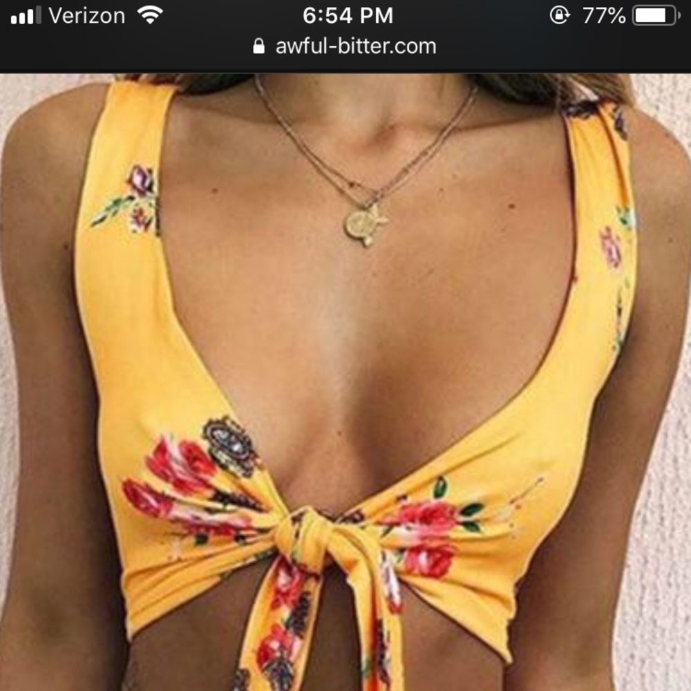 Yellow Sunshine Knot high waisted bikini
